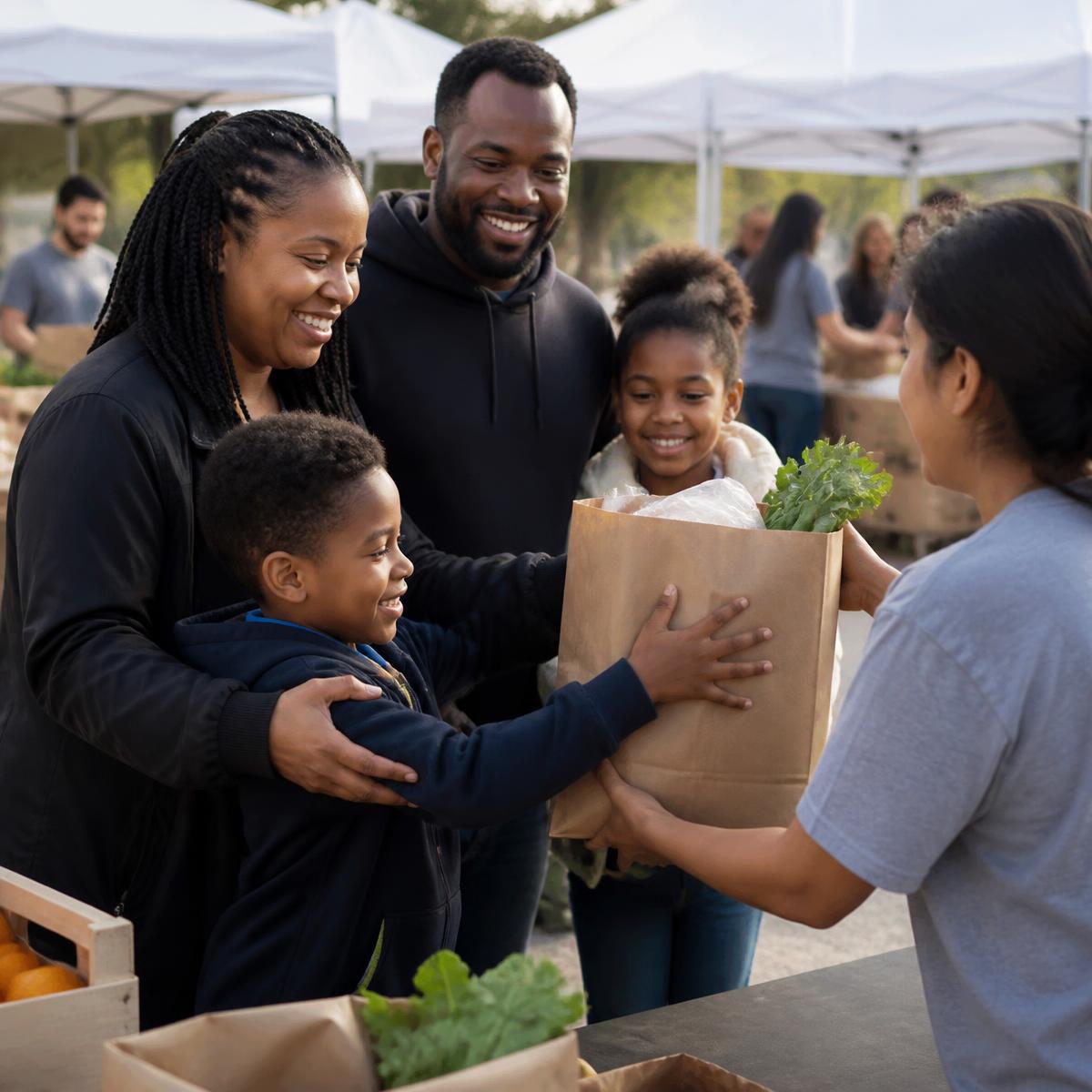 Families at a community event