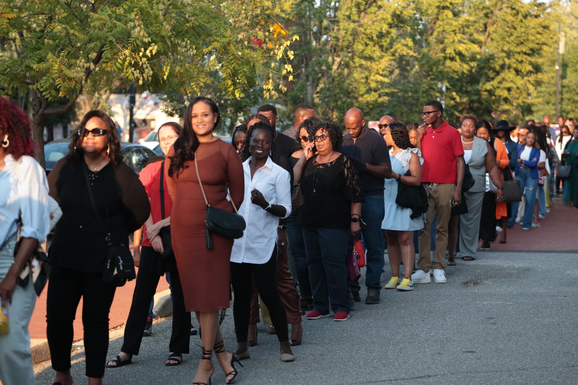 Line of guests outside the venue